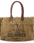 OHLAY KB331 TOTE Upcycled Canvas Genuine Leather women bag western handbag purse
