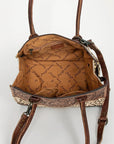 American Darling Duffel Hand Tooled Hair On Genuine Leather Women Bag Western Handbag Purse