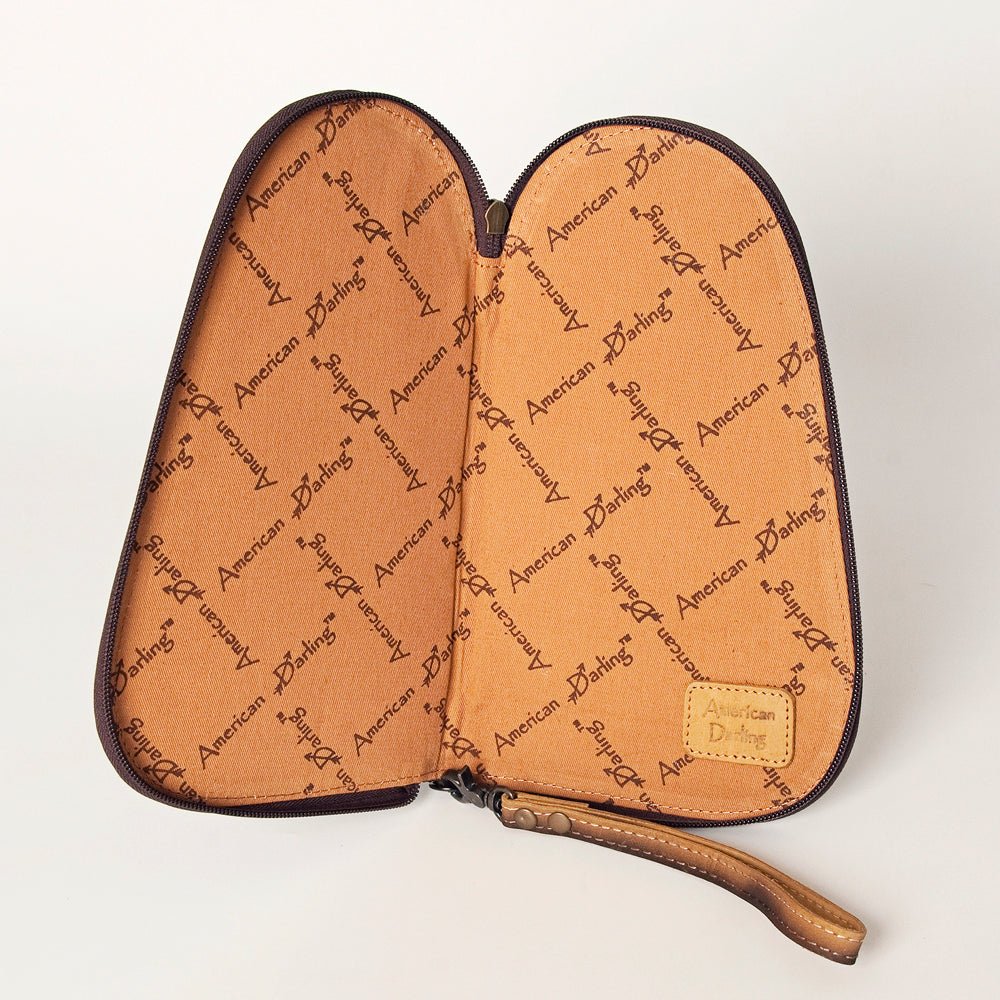 American Darling Gun Case Hair on Hand Tooled Genuine Leather W. Cases