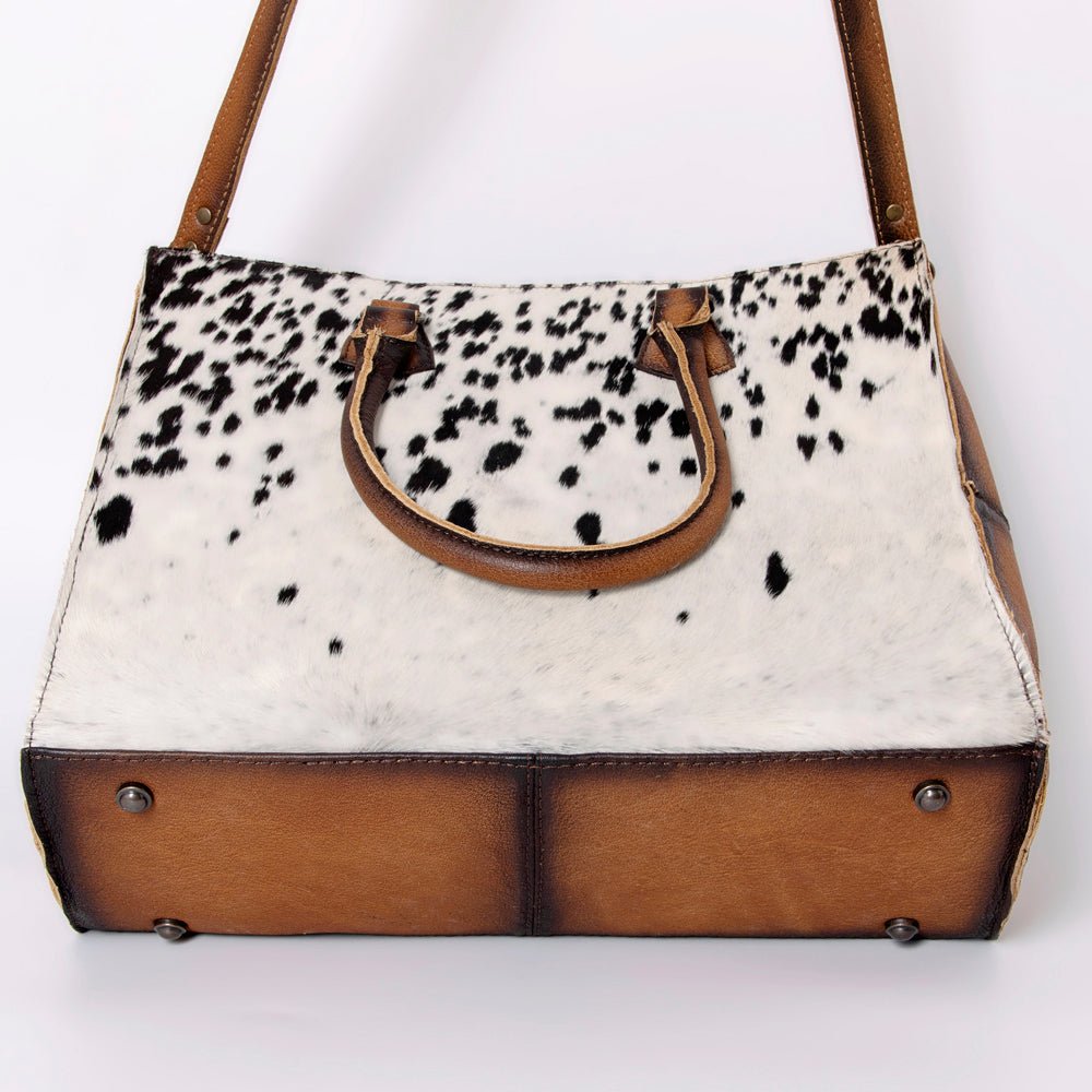 Hair On Leather Tote Bag Western Style Handbag