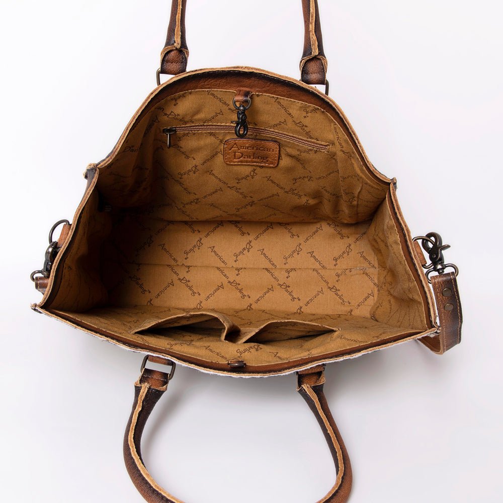 Hair On Leather Tote Bag Western Style Handbag