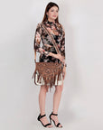 American Darling ADBG925 Messenger Hand Tooled Hair-On Genuine Leather Women Bag Western Handbag Purse
