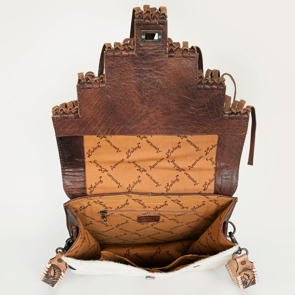 American Darling ADBG925 Messenger Hand Tooled Hair-On Genuine Leather Women Bag Western Handbag Purse