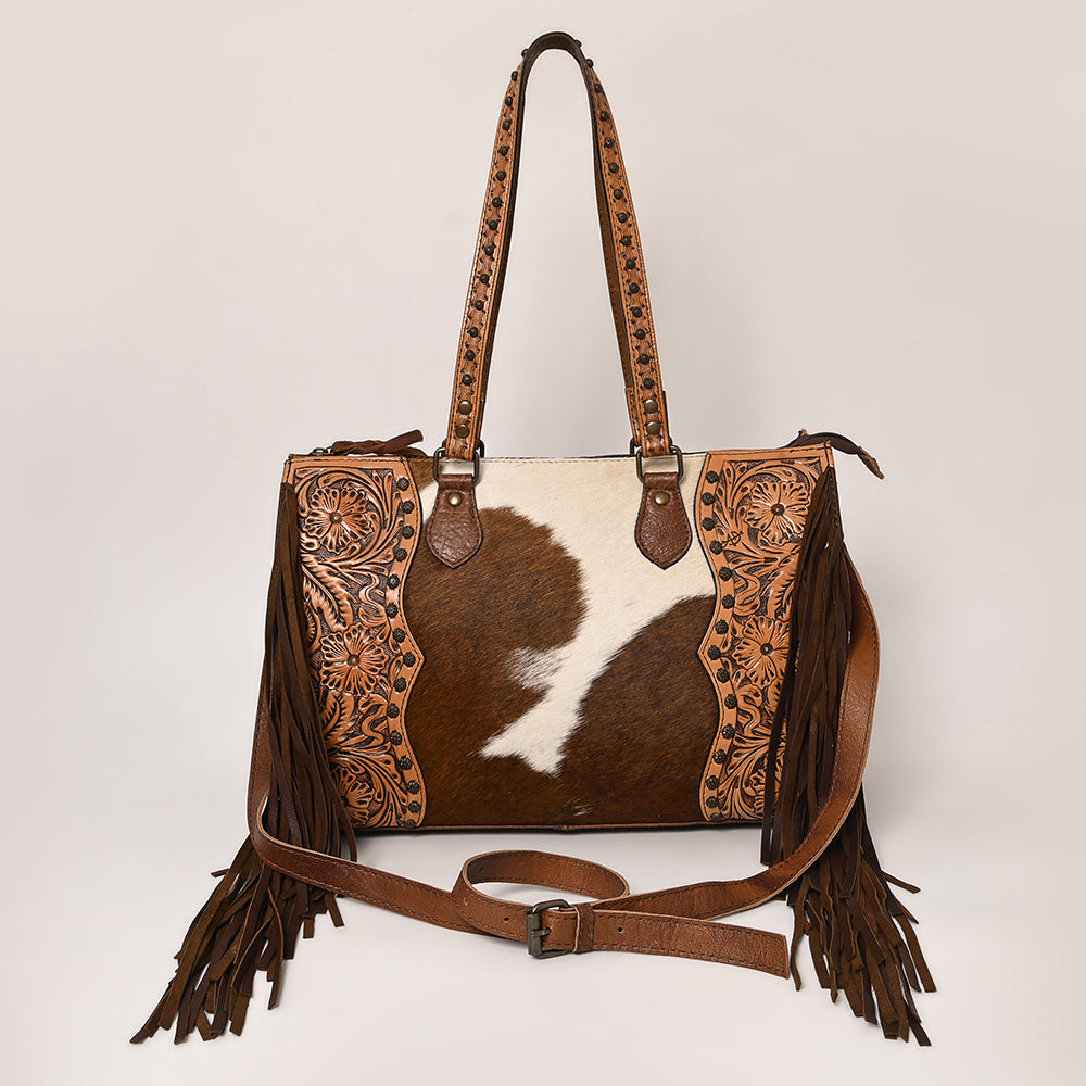 American Darling ADBG930 Tote Hand Tooled Hair-On Genuine Leather Women Bag Western Handbag Purse