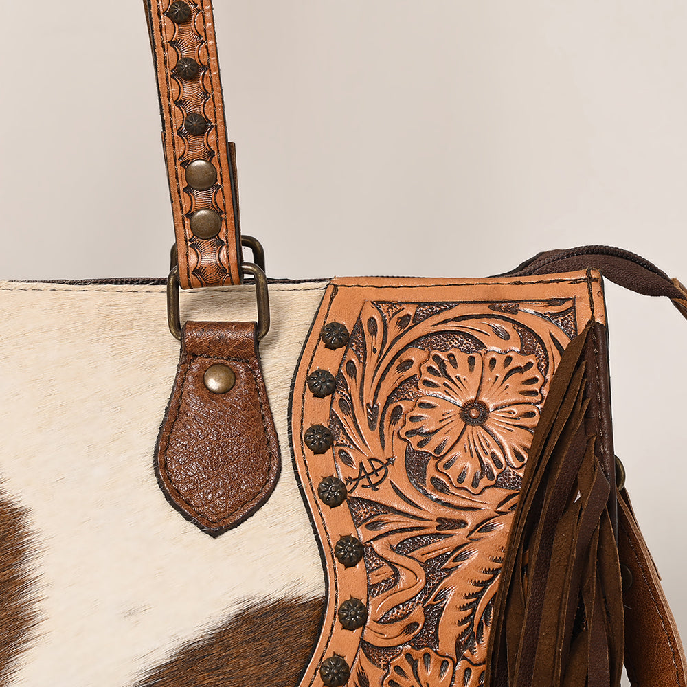 American Darling ADBG930 Tote Hand Tooled Hair-On Genuine Leather Women Bag Western Handbag Purse