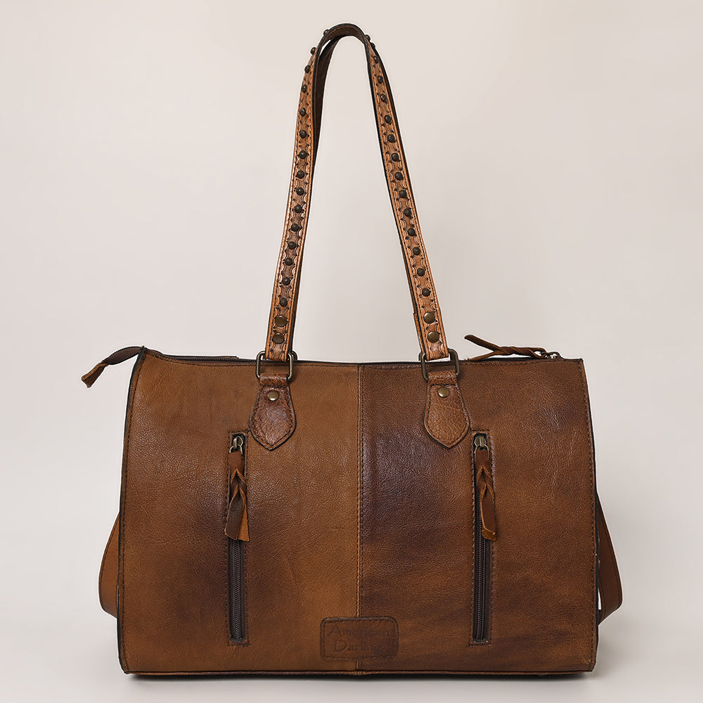 American Darling ADBG930 Tote Hand Tooled Hair-On Genuine Leather Women Bag Western Handbag Purse