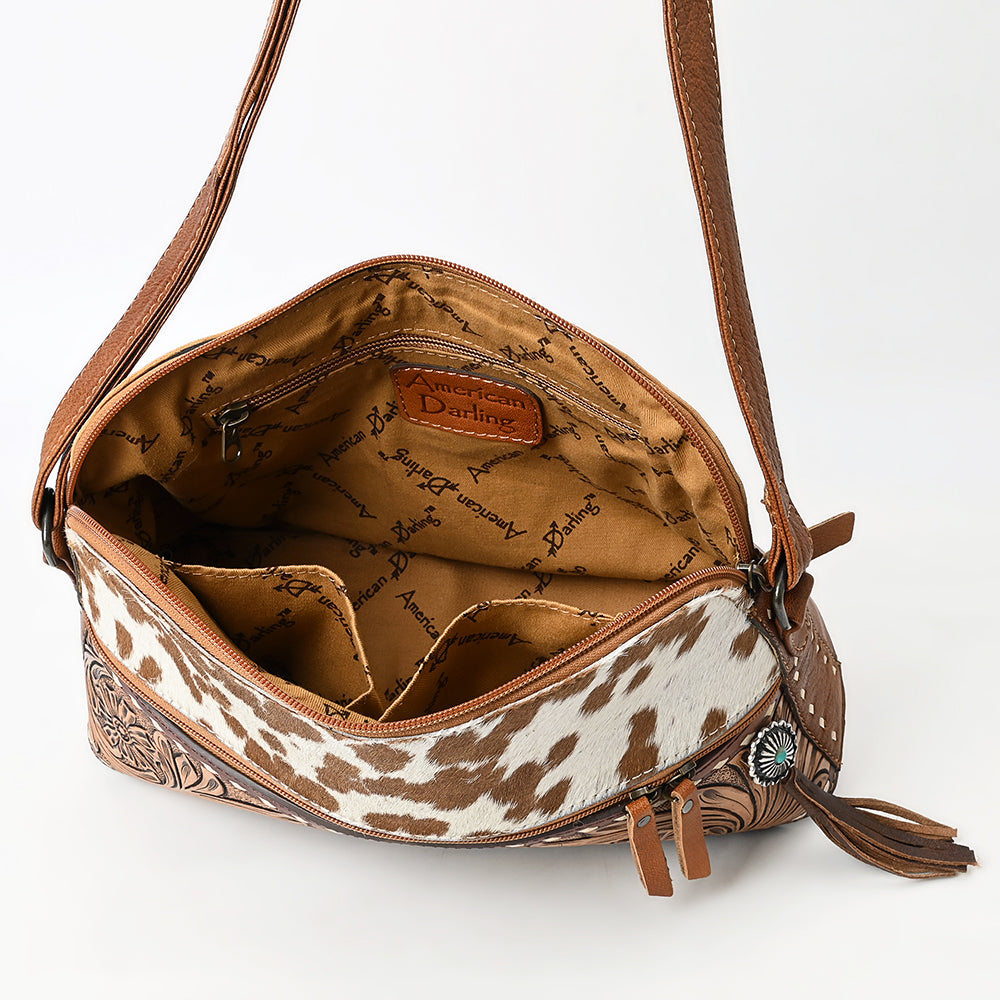 American Darling ADBG931 Crossbody Hand Tooled Hair-On Genuine Leather Women Bag Western Handbag Purse