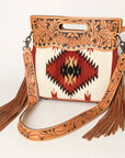 American Darling Clutch Hand Tooled Saddle Blanket Fabric Genuine Leather Western Women Bag Handbag Purse | Purses for Cute