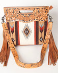 American Darling Clutch Hand Tooled Saddle Blanket Fabric Genuine Leather Western Women Bag Handbag Purse | Purses for Cute