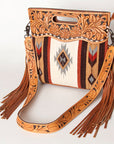 American Darling Clutch Hand Tooled Saddle Blanket Fabric Genuine Leather Western Women Bag Handbag Purse | Purses for Cute
