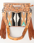 American Darling Clutch Hand Tooled Saddle Blanket Fabric Genuine Leather Western Women Bag Handbag Purse | Purses for Cute
