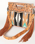 American Darling Clutch Hand Tooled Saddle Blanket Fabric Genuine Leather Western Women Bag Handbag Purse | Purses for Cute