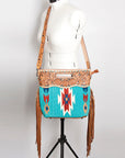 American Darling Clutch Hand Tooled Saddle Blanket Fabric Genuine Leather Western Women Bag Handbag Purse | Purses for Cute