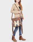 American Darling Clutch Hand Tooled Saddle Blanket Fabric Genuine Leather Western Women Bag Handbag Purse | Purses for Cute