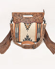 American Darling Clutch Hand Tooled Saddle Blanket Fabric Genuine Leather Western Women Bag Handbag Purse | Purses for Cute