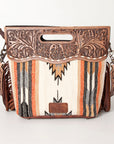 American Darling Clutch Hand Tooled Hair On Genuine Leather Women Bag Western Handbag Purse