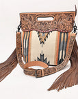 American Darling Clutch Hand Tooled Saddle Blanket Fabric Genuine Leather Western Women Bag Handbag Purse | Purses for Cute