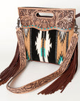 American Darling Clutch Hand Tooled Saddle Blanket Fabric Genuine Leather Western Women Bag Handbag Purse | Purses for Cute