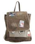 OHLAY KB318 Backpack Upcycled Canvas Genuine Leather women bag western handbag purse