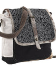OHLAY MESSENGER Upcycled Canvas Hair-on Genuine Leather women bag western handbag purse