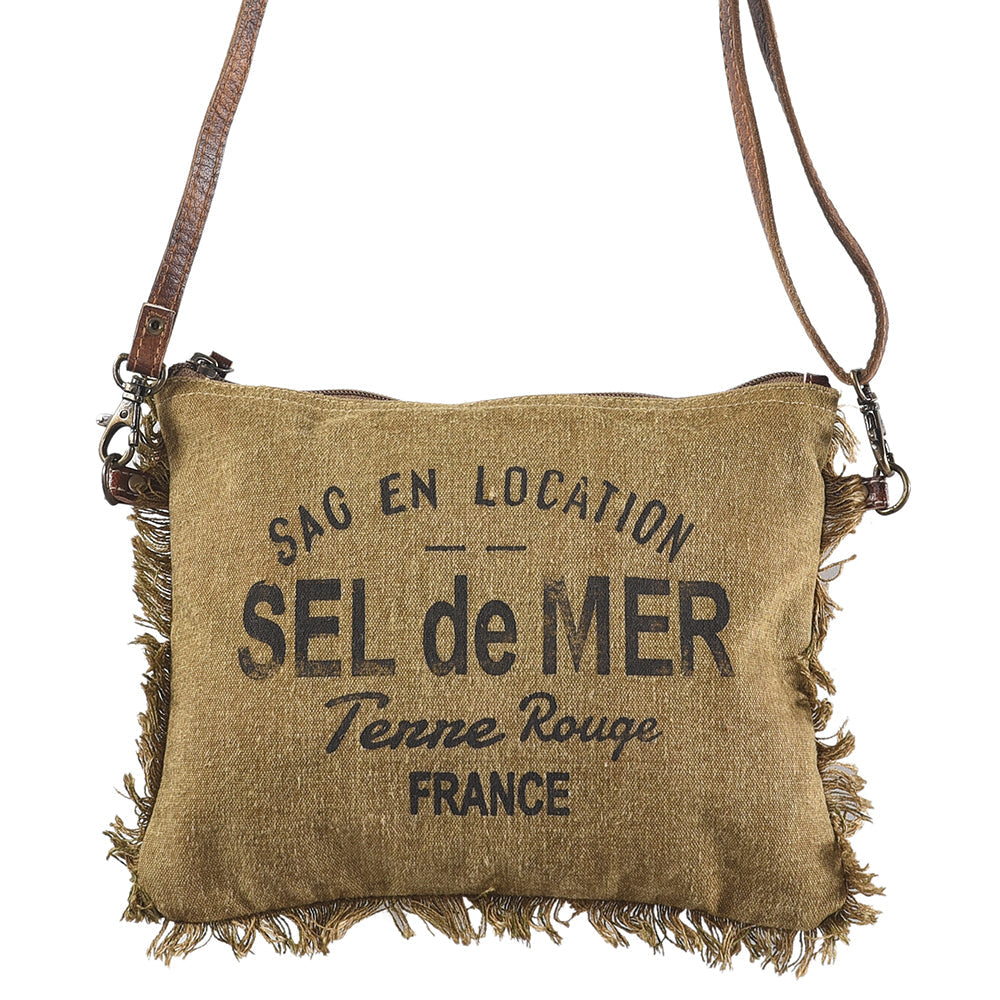 OHLAY KB335 Cross Body Upcycled Canvas Genuine Leather women bag western handbag purse