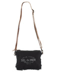 OHLAY KB336 Cross Body Upcycled Canvas Genuine Leather women bag western handbag purse