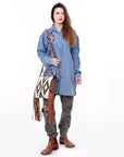 American Darling Hand Tooled Saddle Blanket Genuine Leather Women Bag Western Handbag Purse