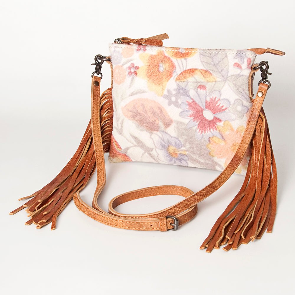 American Darling Western Small Crossbody Bag – Genuine Hair-On Cowhide Leather with Fringes, Adjustable Strap, Handcrafted in Texas