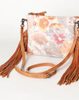 American Darling Western Small Crossbody Bag – Genuine Hair-On Cowhide Leather with Fringes, Adjustable Strap, Handcrafted in Texas