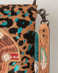 American Darling ADBGS192AF Messenger Hand Tooled Hair-On Genuine Leather Women Bag Western Handbag Purse