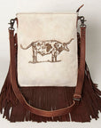 American Darling Messenger Hand Tooled Hair On Genuine Leather Western Women Bag Handbag Purse | Cute