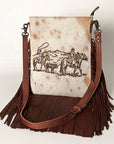 American Darling Messenger Hand Tooled Hair On Genuine Leather Western Women Bag Handbag Purse | Cute