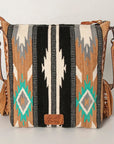 American Darling Large Crossbody Bag Saddle Blanket Fabric Genuine Leather Western Women Handbag Purse | Cute
