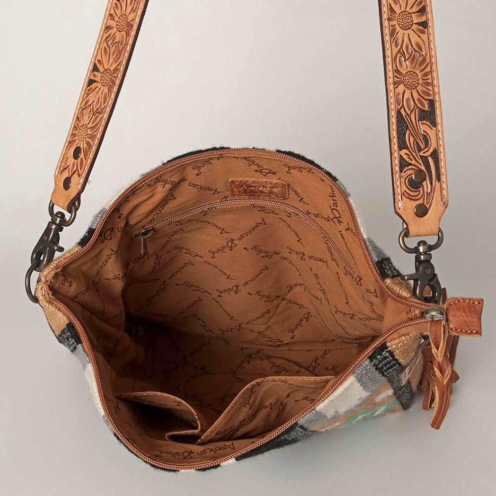 American Darling Large Crossbody Bag Saddle Blanket Fabric Genuine Leather Western Women Handbag Purse | Cute