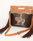 American Darling Clutch Hand Tooled Saddle Blanket Fabric Genuine Leather Western Women Bag Handbag Purse | Purses for Cute