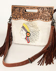 American Darling Clutch Hand Tooled Saddle Blanket Fabric Genuine Leather Western Women Bag Handbag Purse | Purses for Cute