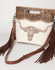American Darling Clutch Hand Tooled Saddle Blanket Fabric Genuine Leather Western Women Bag Handbag Purse | Purses for Cute