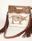 American Darling Clutch Hand Tooled Saddle Blanket Fabric Genuine Leather Western Women Bag Handbag Purse | Purses for Cute