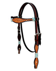 Hilason Western Horse Hand Tooled American Leather Breast Collar Headstall Rawhide Braided Brown