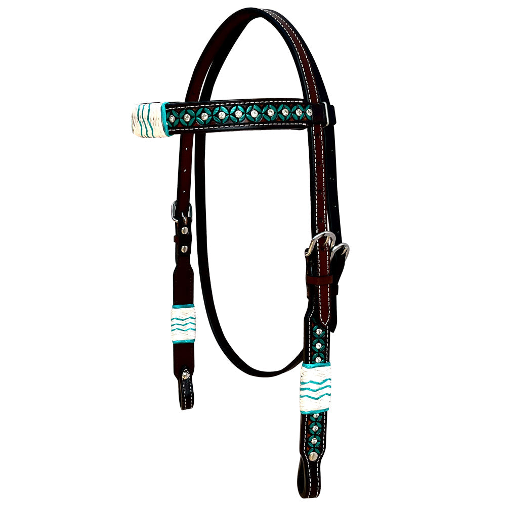 Hilason Western Horse Headstall Rawhide Braided American Leather Black