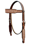 Bar H Equine Horse Genuine Leather Hand Tooled Breast Collar ,Headstall Brown