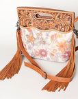 American Darling Clutch Hand Tooled Saddle Blanket Fabric Genuine Leather Western Women Bag Handbag Purse | Purses for Cute