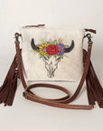 American Darling Western Small Crossbody Bag – Genuine Hair-On Cowhide Leather with Fringes, Adjustable Strap, Handcrafted in Texas