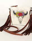 American Darling Western Small Crossbody Bag – Genuine Hair-On Cowhide Leather with Fringes, Adjustable Strap, Handcrafted in Texas