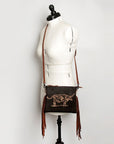 American Darling Western Small Crossbody Bag – Genuine Hair-On Cowhide Leather with Fringes, Adjustable Strap, Handcrafted in Texas
