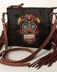 American Darling Western Small Crossbody Bag – Genuine Hair-On Cowhide Leather with Fringes, Adjustable Strap, Handcrafted in Texas