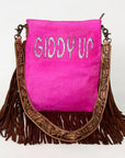 American Darling Messenger Hand Tooled Hair On Genuine Leather Western Women Bag Handbag Purse | Cute