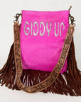 American Darling Messenger Hand Tooled Hair On Genuine Leather Western Women Bag Handbag Purse | Cute