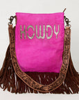 American Darling Messenger Hand Tooled Hair On Genuine Leather Western Women Bag Handbag Purse | Cute