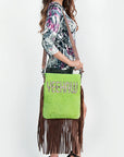 American Darling ADBGS192BB Messenger Hair-On Genuine Leather Women Bag Western Handbag Purse